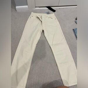 Ksubi Cream Straight Leg Jeans with Relaxed Fit
